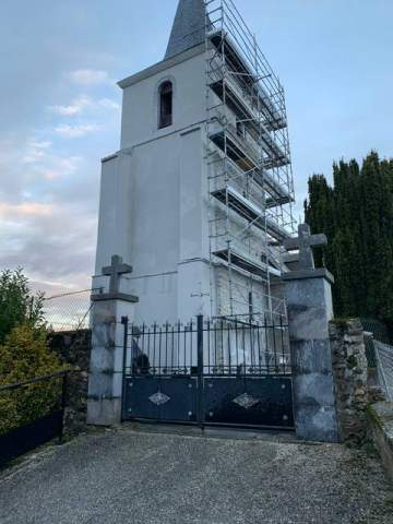 Rénovation du clocher d'une église à Tarbes