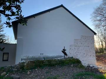 Rénovation facade mixte pierre crépi Tarbes